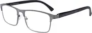 OKH Men's Reading Glasses Blue Light Blocking Steel Metal Frame Rectangle Clear Lens Spring Hinges Anti Glare Glasses, 1 Pack, 1,50 Dioptrien