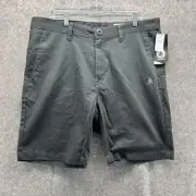 Volcom Shorts Men 36 Adult Gray Chino Flat Front Casual Cotton Modern Fit