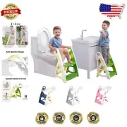 Multi-Functional Potty Training Seat & Adjustable Step Stool for Kids YGreen
