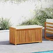 Versatile Outdoor Cushion Box 113x50x60.5 cm - Solid Acacia Wood Storage Chest with Water-Resistant Bag, Perfect for Patio or Garden Outdoor Furniture and Pool Towels