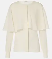[Chloe] Chloé Caped silk chiffon blouse AU 12 white