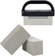 MOWOT Blackstone Griddle Cleaning Brick Block Heavy Duty Grill Cleaning Stone Bricks Non Scratch Flat Top Seasoning Stone Griddle Scrubber Cleaner Remove Greases Stains Residue -3 Pack with Handle