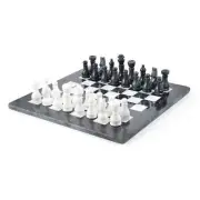 Handmade Black and White Full Marble Chess Game Set - 12 inch