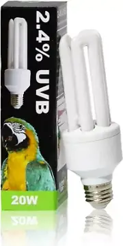 LUCKY HERP 2.4 UVB Bird Lamp, 20 W UVA UVB Bulb for Birds, Compact Fluorescen...