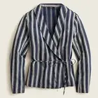 NEW J. Crew Wrap Top Light Blazer Size Medium Navy Blue Stripe Casual Blouse