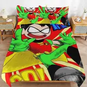 v2521 Bed Sheets Bedding Teen Titans Go Cartoon Bedding Sets Ultra Soft Skin-Friendly Duvet Cover 3 Piece, Cute Comforter Cover Bed Set for Boys Girl