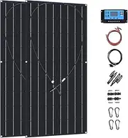 2 PCS 240W Flexible Monocrystalline Silicon Solar Panel 18V with 40A Controller for Marine/RV/Car/Boat/Yacht/Van Car/Uneven Surfaces Solar Panel Charger Waterproof Portable for Power