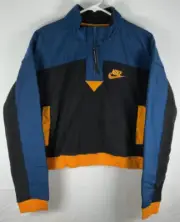 NWT Women’s Nike Cropped Half Zip Pullover Fleece Jacket Black Blue Orange Small