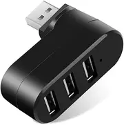USB Hub 3.0 Adapter Rotate High Speed U Disk Reader Splitter 3 Ports USB 2.0 for Computer PC Laptop Mac Mini Accessories (Black)