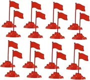 Yardwe 60pcs Miniature Red Flag Models Plastic Flags for Table Scene and Educational Display