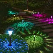 Iesooy Solar Lights Outdoor: 8 Pack RGB Color+Warm White LED Outdoor Solar Lights, IP65 Waterproof, Solar Powered Garden Lights for Landscape Pathway Garden Porch Yard Pool