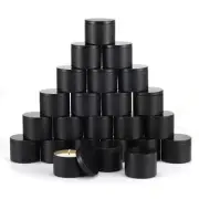 24 Pack 8 oz Candle TinsAll Black Candle tins for Making Candles Bulk8oz Cand...