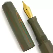 Ranga Abhimanyu Prem. Ebonite Fountain Pen - Green Woodgrain, JoWo #6 Nibs (New)