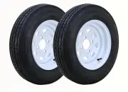 2 WANDA Trailer Tire Assembly 5.30-12 6-Ply White Spoke Rim 4 Lug on 4"