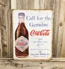 Coca-Cola Coke Call for the Genuine Bottle Bottling Co White Metal Tin Sign