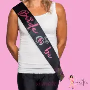 Hens Party Sash - Black with Pink Writing Bride to Be