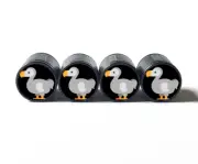 Dodo Bird Emoji Tire Valve Stem Caps - Black Aluminum - Set of Four