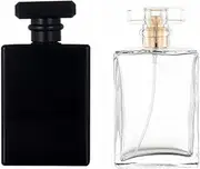 YORROR 100ml Glass Perfume Atomizer,2 Pcs Empty Refillable Perfume Spray Bottle for Men and Women,Portable Fragrance Fine Mist Spray Bottle Perfume Dispenser for Travel (Gold+Black)