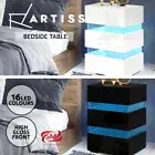 Artiss Bedside Table Side Table RGB LED Lamp 3 Drawers Nightstand Gloss