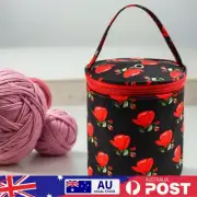 Oxford Yarn Holder Rose Pattern Yarn Storage Tote Bag for Hooks Knitting Needles