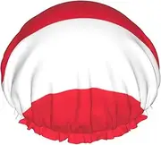 Austrian Flag Print Shower Cap For Women Men Reusable Lightweight Soft Bath Hair Cap With Elastic Band