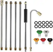 KLKVTGWGZK Gutter Cleaning Tool Pressure Washer - Extension Wands, Roof Nozzle - 4000 Psi 5 Tips, Window Washing Accessories, Tool Parts