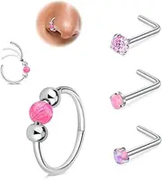[LAURITAMI] 10pcs Nose Stud Nose Ring Set Stainless Steel Nose Studs Screws Gold Silver Double Nose Hoop 20G Nose Piercing Jewellery