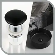 Simplus WaterMark Pop Up Overflow Waste Basin Vanity Sink Push Plug Drain Black