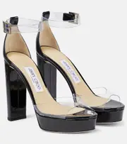 [Jimmy Choo] Jimmy Choo Albi 120 PVC and leather platform sandals AU 7.5 black