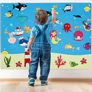 Felt Story Board Set Teaching Felt Board Farm Animals Felt-Board Story Set Early Learning Storytelling Interactive Play Set Reusable Wall Hanging Teaching Felt Board for Boys Girls Kids Toddlers (ocean)