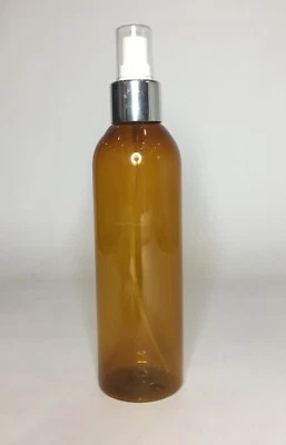 Amber PET Plastic 500ml Boston Bottle & Shiny Silver Atomiser Spray *ANY AMOUNT*