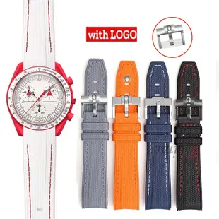 用於 20 毫米錶帶的 Omg X S-watch 聯合 Moonwatch 彎曲末端潛水手鍊的矽膠錶帶