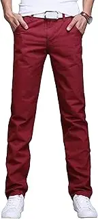 [Generic] Men's Solid Straight Leg Classic Pants Regular Fit Lightweight Outdoor Trousers Cotton Stretch Summer Pants