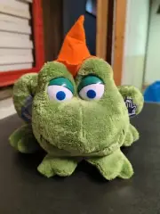 Russ Applause Green Frog Crouching w/ Orange Witch Hat NWT Halloween Toy