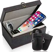 Extra Large Faraday Box & 2 Pack Faraday Bag for Key Fob Protector,Faraday Cage Car Key Fob Signal Blocker Box,Keyless Entry RFID Blocking Set,Protects Car Key with Industry Leading Faraday Protection