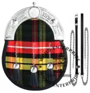 Buchanan Tartan Kilt Sporran - 100% Genuine Leather Sporran Bag & Chain strap