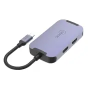 Cruxtec Universal 6-in-1 USB-C to Dual HDMI Compact Mini Dock Adapter Grey