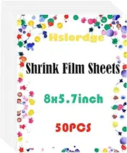 Hslordge 50PCS Shrink Film Sheets, Shrink Plastic Sheets,Shrinky Dink Film-Semitransparent,8''x5.7'', 0.3mm, Design Your Own Shrinky Art Craft