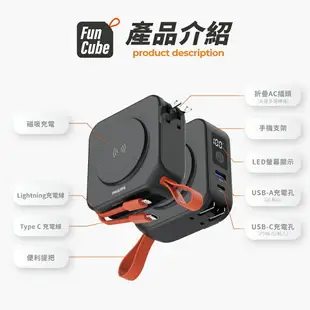 PHILIPS 飛利浦 十合一行動電源 Funcube 放心充 自帶線 磁吸行動電源 行動電源 行動充 多合一 充電寶