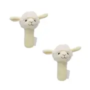 2PK Urban Brand Curly Sheep Baby/Toddler Soft Animal Cuddle Toy Rattle 13cm WHT
