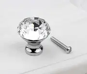 Drawer Handles Cabinet Pulls, Crystal Knobs, 40 mm Diamond Drawer Cabinet Door Pull Crystal Door Handles with Screws for Home Kitchen Office Chest Bin, Dresser(8PCS) (Size : A 20mm)