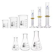 EISCO Laboratory Glassware Set, 9Pcs - Includes Beaker Set (3Pcs), Erlenmeyer Fl