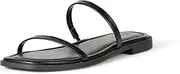 [The Drop] Women's Paris Square-Toe Two-Strap Flat Sandal, Black, 6