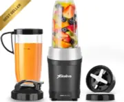 1000W Electric Juice Blender, Portable Smoothie Maker with 2 Cups & Lids, Black