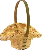 Small Flower Girl Basket - Decorative Basket with Handle,Miniature Woven Desktop Ornament For Flower Girl, Home Garden Easter Picnic Farmhouse Outdoor