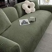 1 2 3 4 5 Seater Sofa Slipcover Luxury Thick Velvet Furniture Protector Solid Color Couch Cover Stretch Recliner Chair Cover(Green,4-seat 235-300cm)