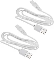 EMSea 2PCS USB Shaver Charger Cable Compatible with Finishing Touch Flawless Legs Razor Replacement Ladies Legs Razor Charger Cord 5V 1M Power Cord White