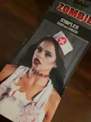 Zombie STAPLES CHOKER & 2 ARMBANDS Costume Accessories NEW 3pc DEAD Halloween