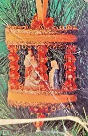 Fibre-Craft NATIVITY SCENE Panorama Sequin Bead Vtg Christmas Ornament Kit 9141