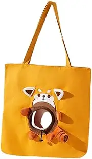 Ｂｅｓｇａ Pet Shoulder Bag Cute Cat Carrier Bag Washable Pet Supplies Pet Out Shoulder Bag Pet Canvas Shoulder Carrying Bag for, Brown and XL